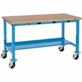 Global Industrial Mobile Workbench, 60 x 30in, Power Outlets, Shop Top Square Edge, Blue 253998WBBL